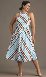 Anthropologie‎ Maeve Halter Striped Midi Sundress Size XL Photo 0