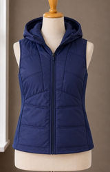 Avia Womens Navy Blue Hooded Puffer Vest XL 16-18 Full Zip Quilted Layering Photo 0