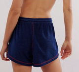 Free People Intimately Gimme More Terry Shorts Blue Red Retro 60s Photo 0