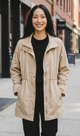 A New‎ Day Women's Tan Utility Anorak Jacket Snap Front Cinched Waist Size L NEW Photo 0