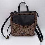 Relic by Fossil Brown With Black Hearts Convertible Backpack Purse Travel Casual Photo 0