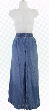 GAP Medium Wash High Rise Wide Leg Pull On Elastic Waist Denim Pants Size S Photo 0