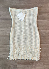 NWT Peppermayo Carpe Diem Crochet Mini Dress in Ivory, Size S/M Photo 0