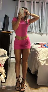 Pink Two Piece Skirt Set Size XS Photo 0