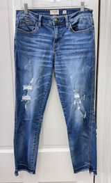 Miss Me straight leg distressed denim jeans raw hem women's 29 x 27 M2182ST Photo 0