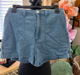 Madewell Camp Blue Chambray High Rise Preppy Resort Montauk Denim Shorts Photo 0