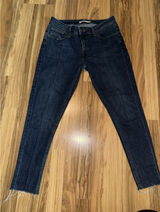 Levi's 535 Women's Sz 31 Super Skinny Jeans Front Pipe Dark‎ Denim Raw Hem Photo 0