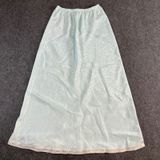 VTG‎ Paisley Jacquard Maxi Half Slip Light Blue Lace Trim Satin Skirt Lingerie Photo 0