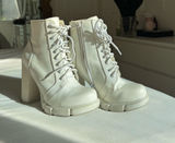 White Jeffrey Campbell Thick Heel Lace Up Boots Size 8 Photo 0