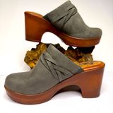 BOC BORN CONCEPT Clogs Sz‎ 7M Grey Faux Suede Block Heel Slip On Shoes Photo 0