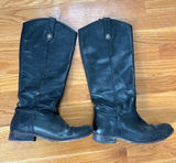 Frye Melissa Button Tall Black Leather Riding Boots Womens Size 8 B Photo 0