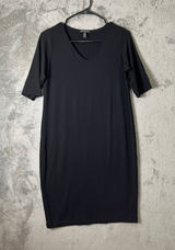 Eileen‎ Fisher Black V-Neck Shift Dress Short Sleeve Minimalist Capsule Size XS Photo 0