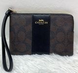 COACH Brown Coated Canvas Signature Wristlet Photo 0
