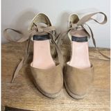 Gaimo Tan Suede Espadrille Wedges Ribbon Ankle Tie Made in Spain EU 37 Photo 0