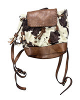 Jen & Co Backpack OS Cow Print Brown Faux Leather Tassel Western Boho Bag Photo 0