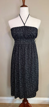 Charlotte Russe Black White Polka Dot Halter Midi Dress Empire Waist Small Photo 0