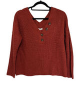 NEW Maurices Ribbed Henley V-Neck Sweater in Burnt Orange - Size M Photo 0