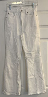 Aritzia Denim Forum Jeans Sz 25x28L Twiggy High Rise Flare White Retro Festival‎ Photo 0