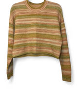 NEW Billabong Retro 70s Pink Sunset Stripped Crop Knit Jumper Sweater — MEDIUM Photo 0