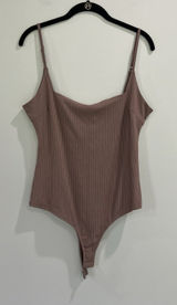 LULUS Danyelle Bodysuit Ribbed Knit Square Neck Spaghetti Strap Size XL Photo 0