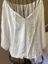 VERO MODA Coastal grandma lightweight dainty blouse white with v-neck size Women’s M Photo 0