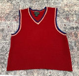 Vintage Y2K Abercrombie & Fitch Wool Sweater‎ Vest Red Collegiate Preppy Photo 0