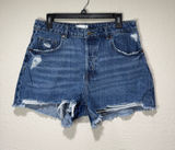 H&M Dark Wash High Waisted Distressed Denim Cut-Off Shorts Size 14 Photo 0