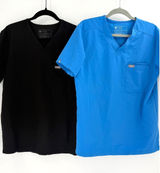 FIGS Catarina Scrub Top Women S Black Blue V-Neck Pocket Technical Collection Photo 0