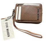 Steve Madden‎ Bpipper Chestnut Brown Pebbled Zip Card Case Wristlet Wallet NWT Photo 0