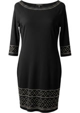 White House Black Market Elegant Black Sheath Dress Beaded Cocktail Party Photo 0