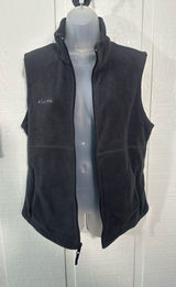 Columbia Black Fleece Zip Up Vest Size Large EUC Photo 0