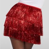 Tipsy Elves Red Tinsel Fringe Shorts NWT Photo 0