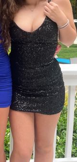 Black Sequin Homecoming Dress Korset Size M Photo 0