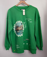 Anthropologie Celandine XXS/XS NEW Crew-Neck Graphic Sweatshirt Green Oversized Photo 0