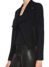 Helmut Lang Womens Asymmetrical Shawl Neck Zip Moto Jacket Size L Black Grunge Photo 0