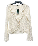 Wild Fable Women's Ivory Floral Lace Ruffle Button Cardigan Large Photo 0