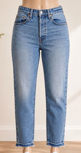 Levis 501 S High Rise Skinny Jeans Light Wash Raw Hem‎ Button Fly Denim 31x28 Photo 0