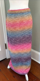 NWT Anthropologie Sunset Sweater Knit Maxi Skirt Pink Purple‎ Size 8 Wool Blend Photo 0