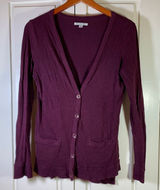 American Eagle Outfitters Womens Purple Cotton Button Front Cardigan Size M Photo 0
