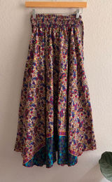 Handmade Boho Paisley Wide Leg Palazzo Pants Smocked Waist Floral Border XS/S Photo 0