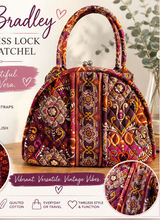 Vera Bradley Quilted Kiss Lock Frame Satchel Purple Pink Floral Paisley Shoulder Photo 0