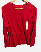 A New Day Long Sleeve T-Shirt Womens Large Red Ribbed Crew Neck Casual Basic Photo 0