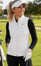 Nike AeroLoft Womens Golf Vest Large White Quilted Full Zip Lightweight Photo 0