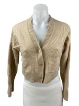Abercrombie & Fitch Beige Long Sleeve V Neck Button Crop Cardigan Sweater Top S Photo 0