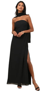 Lulus Rawya Black Strapless Maxi Dress DJ1566 Size M NWT Photo 0