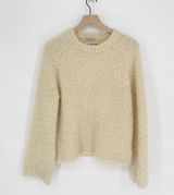 COS Fuzzy Crew Neck Sweater Wide Sleeve Side Slit Ivory Women's S Photo 0