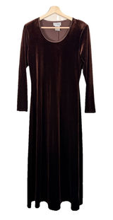 Vintage 90s Dress Brown Velvet Long Maxi Goth Whimsigoth Size‎ 8 Party Holiday Photo 0