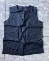 Quince NWOT Black 100% European Linen Tank Top Sleeveless Shell LB19453 XS Photo 0