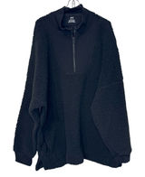Aerie Womens Sweatshirt Sherpa 1/4 Zip Fluffy Oversized Long Sleeve Black XXL Photo 0