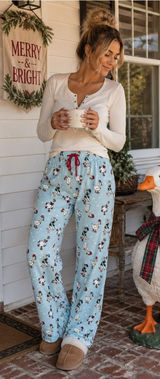 Festive Porch Goose Christmas Polyester Fleece-Feel Lounge Pants Size Small Photo 0